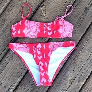 NWOT red snake print bikini with adjustable straps
